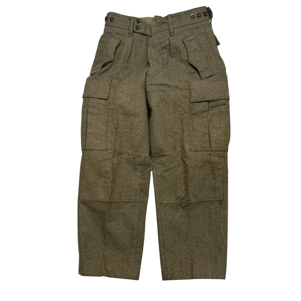 Vintage West German Military Wool Cargo Pants Schilling OHG Olive Drab Men 31x27